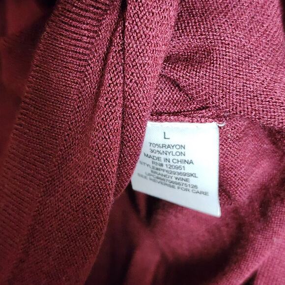 Pink Republic Womens Pullover Sweater Size L Dark Red Long Sleeve Split Seam - Picture 13 of 13
